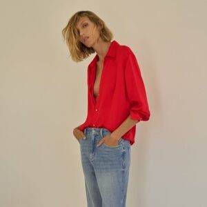 Zara Red Satin Effect Blouse - Woman’s XL